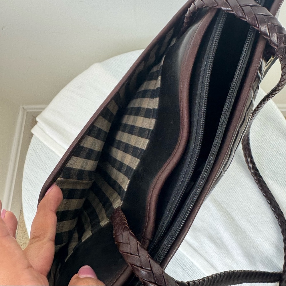 VINTAGE Brighton Satchel Croc Leather Handbag Purse 133757 Black & Brown - Picture 8 of 10